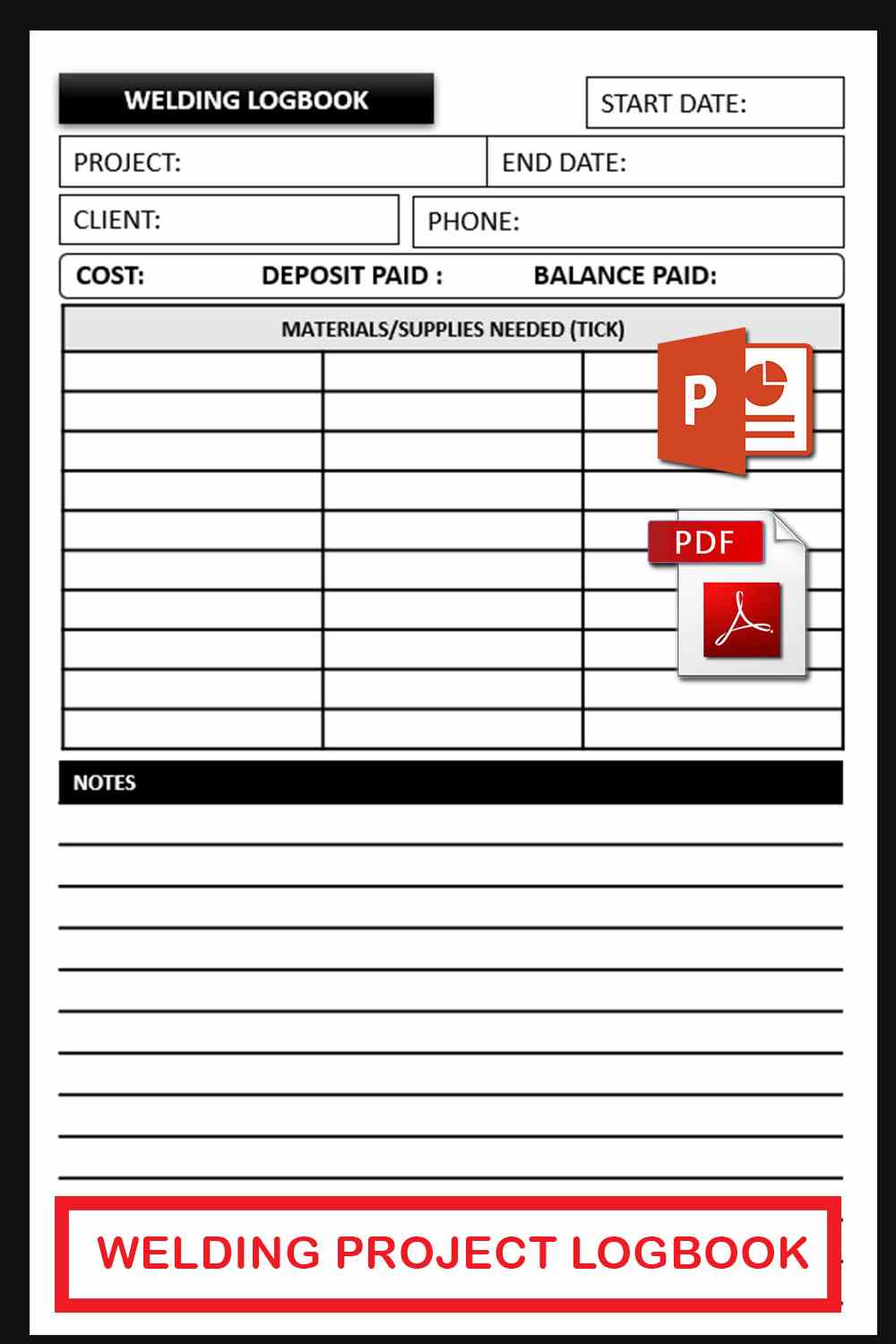 Printable Welders Log Book